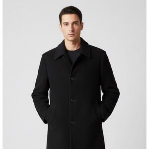 Bellini Men's 42R Black Wool Cashmere Overcoat Italian Fabric Quilted‎ Lining